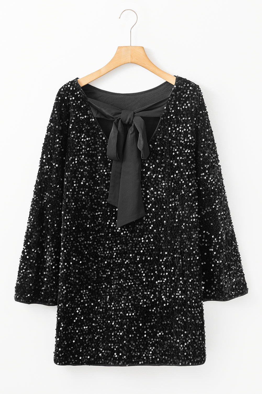 Sequin Bow Back Mini Dress