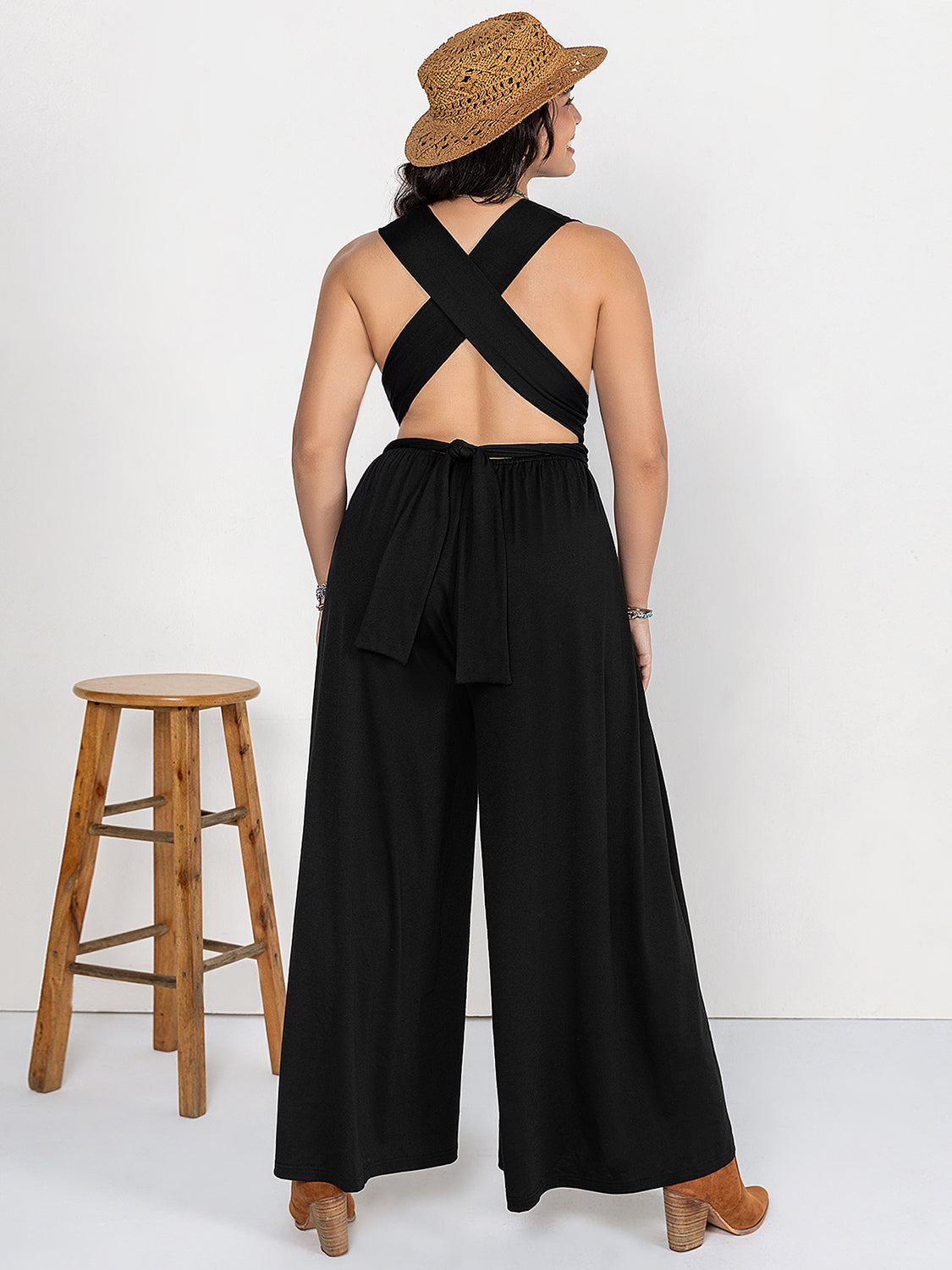 V-Neck Wide Leg Jumpsuit