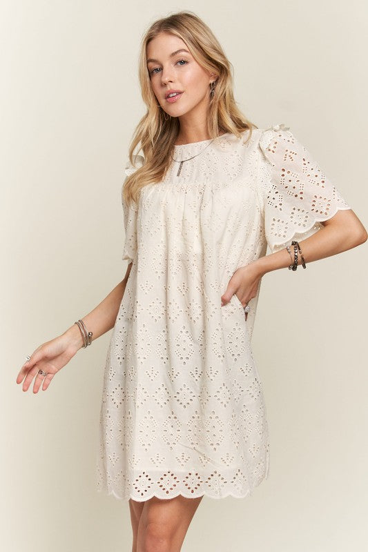 Ruffled Eyelet  Dress