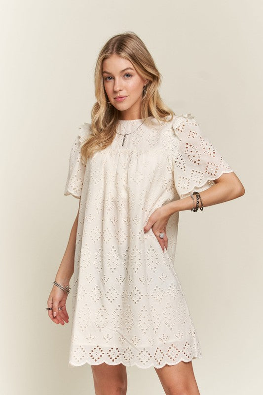 Ruffled Eyelet  Dress