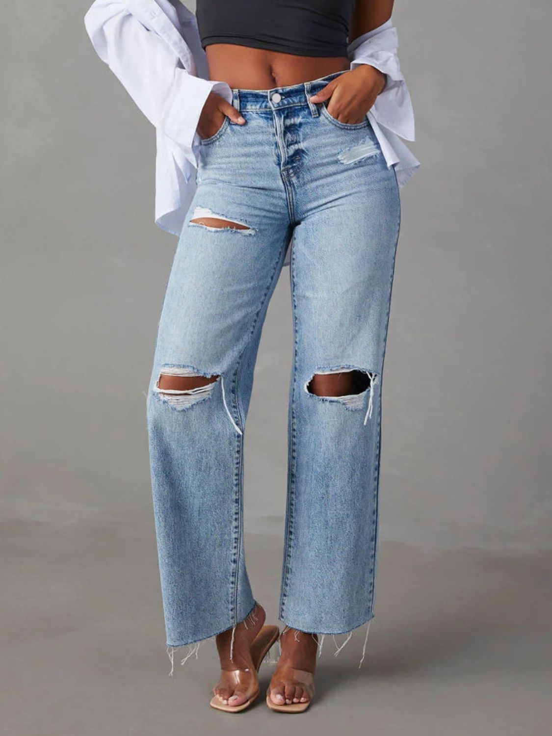 Straight Leg Jeans with Pockets