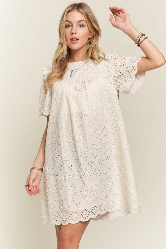 Ruffled Eyelet  Dress