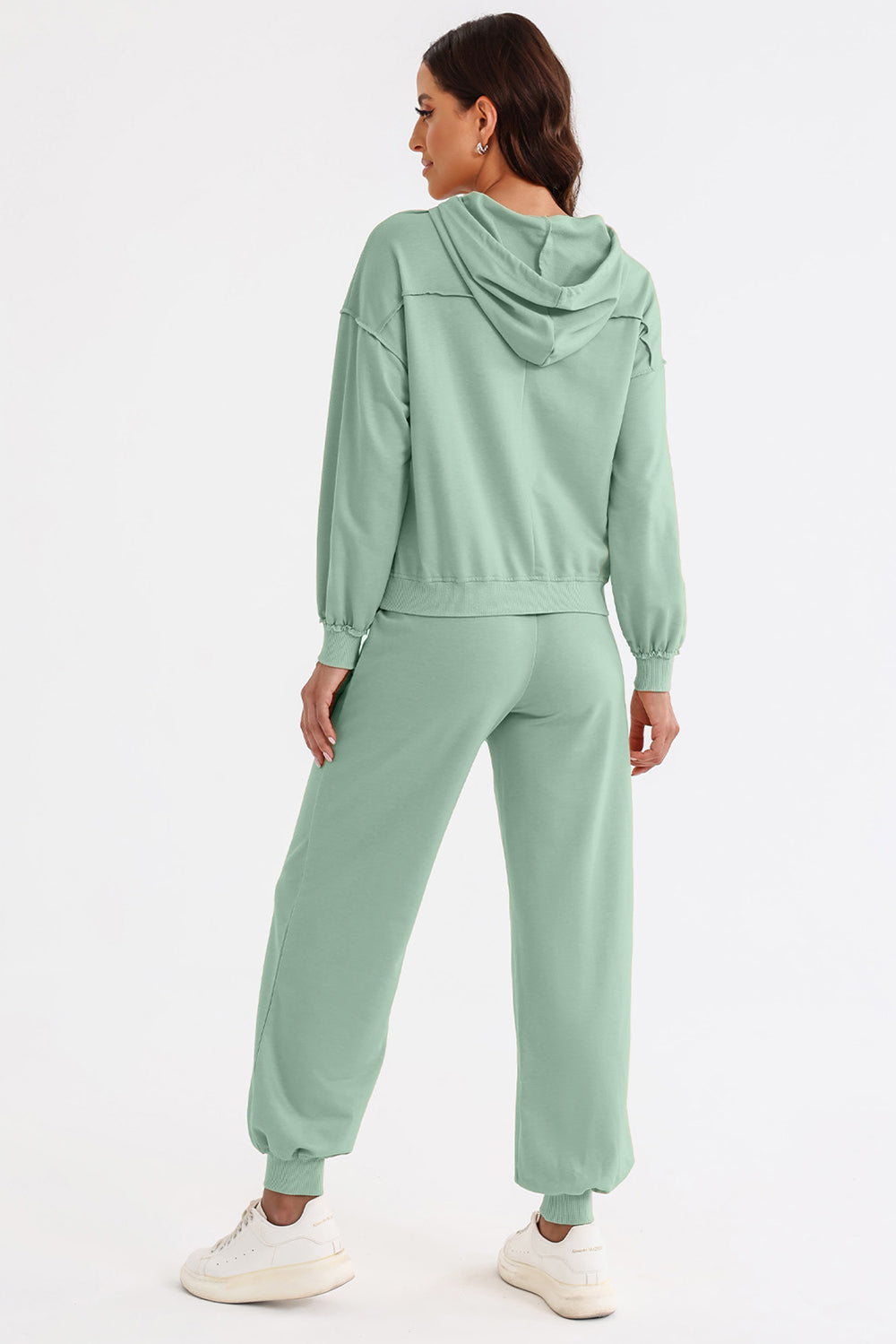 Cutout Drawstring Hoodie & Joggers Active Set