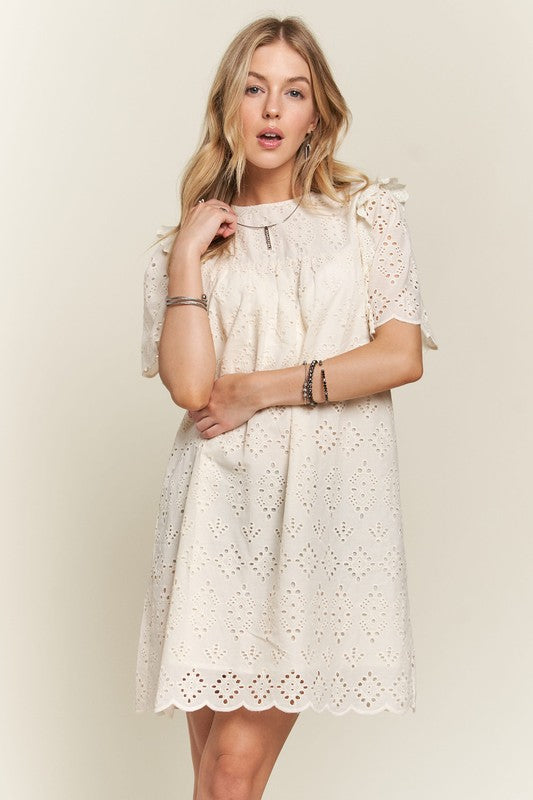 Ruffled Eyelet  Dress