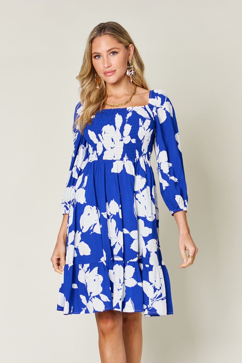 Floral Ruffle Hem Dress with Pockets