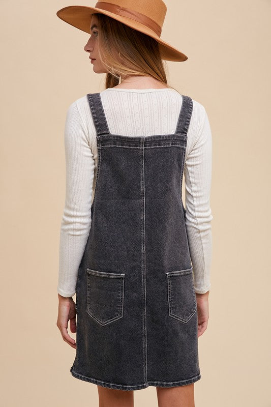 Wide Strap Denim Overall Dress