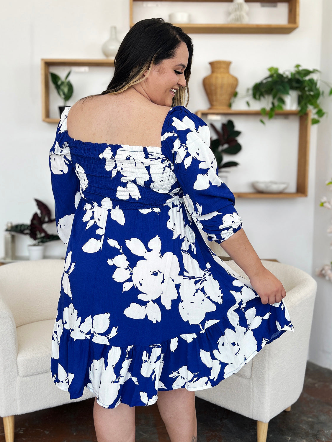 Floral Ruffle Hem Dress with Pockets