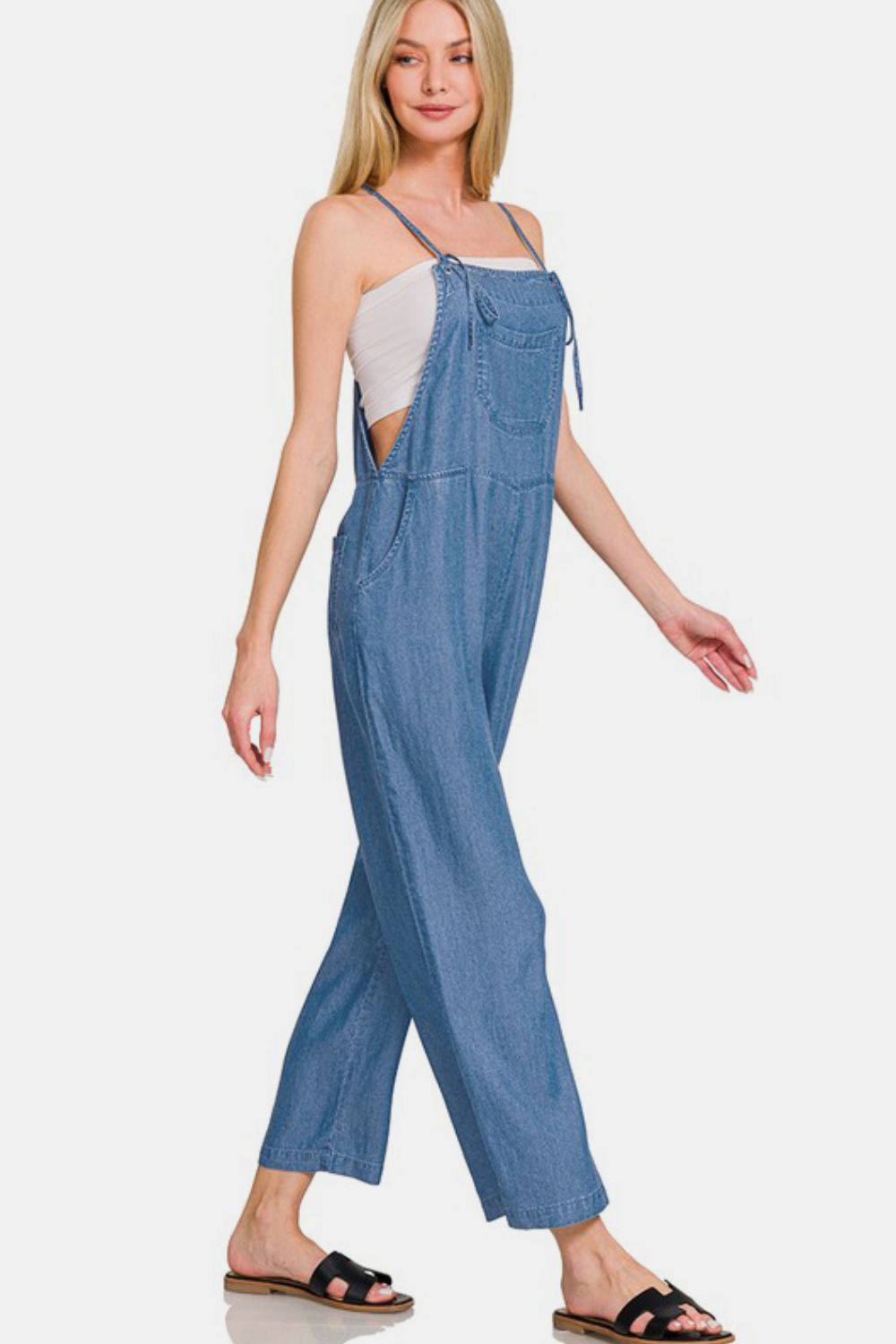 Wide Leg Denim Overalls