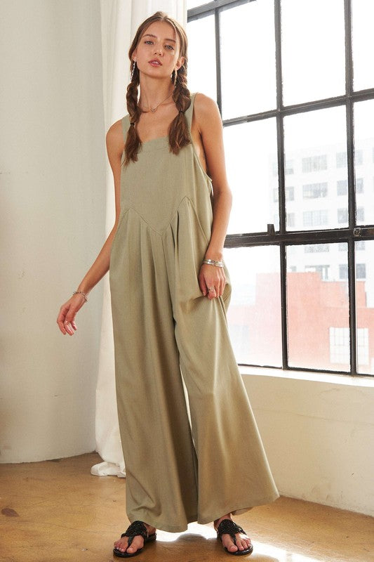 Wide Leg Overalls with Pockets