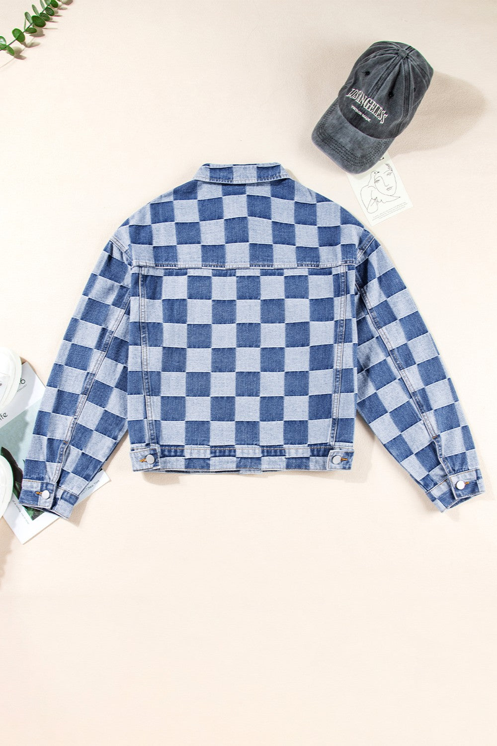 Checkered  Denim Jacket