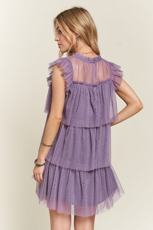 Layered Ruffled Mesh Dress