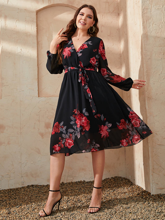 Floral Tie Waist Dress