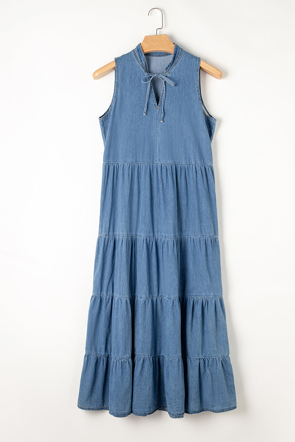 Tie Neck Denim Dress