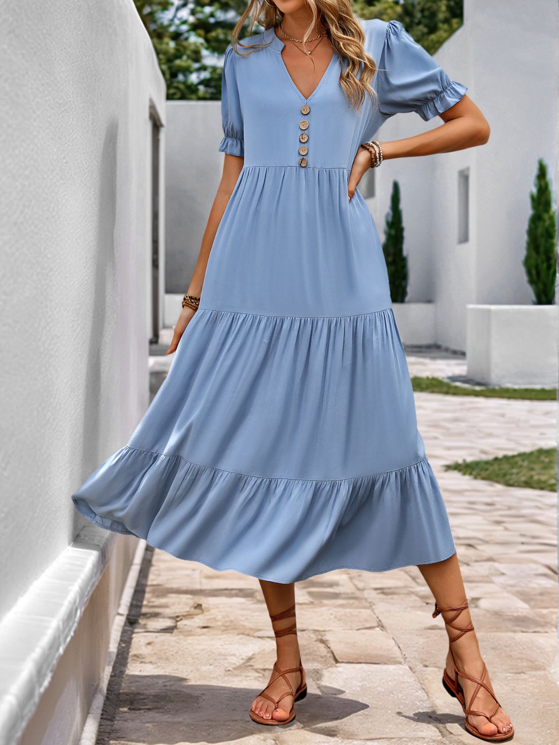 Short Sleeve Midi Dress