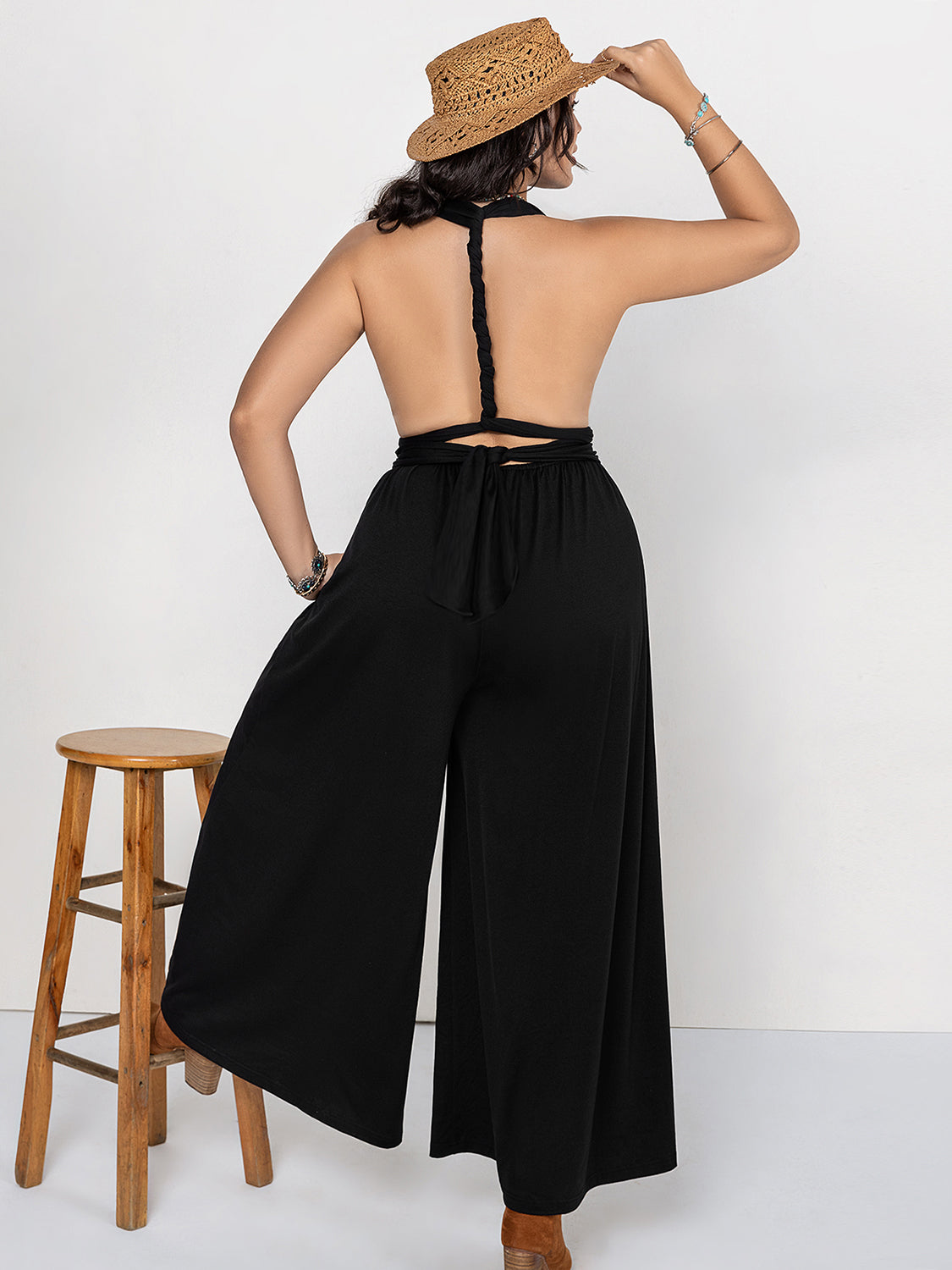 V-Neck Wide Leg Jumpsuit