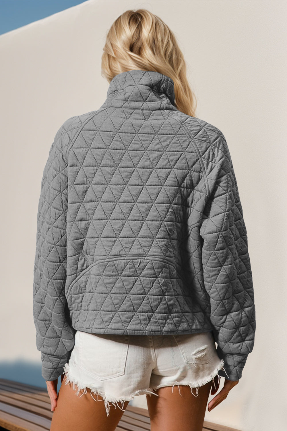 Half Zip Quilted Sweatshirt