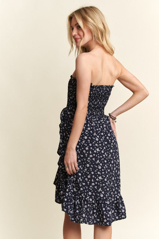 Floral Tube Dress with Pockets